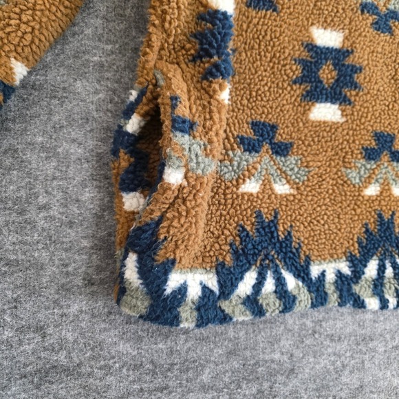 Wrangler Aztec Serpa Pullover Large Brown Blue Fleece 1/4 Zip Gorpcore Jacket - Picture 3 of 12